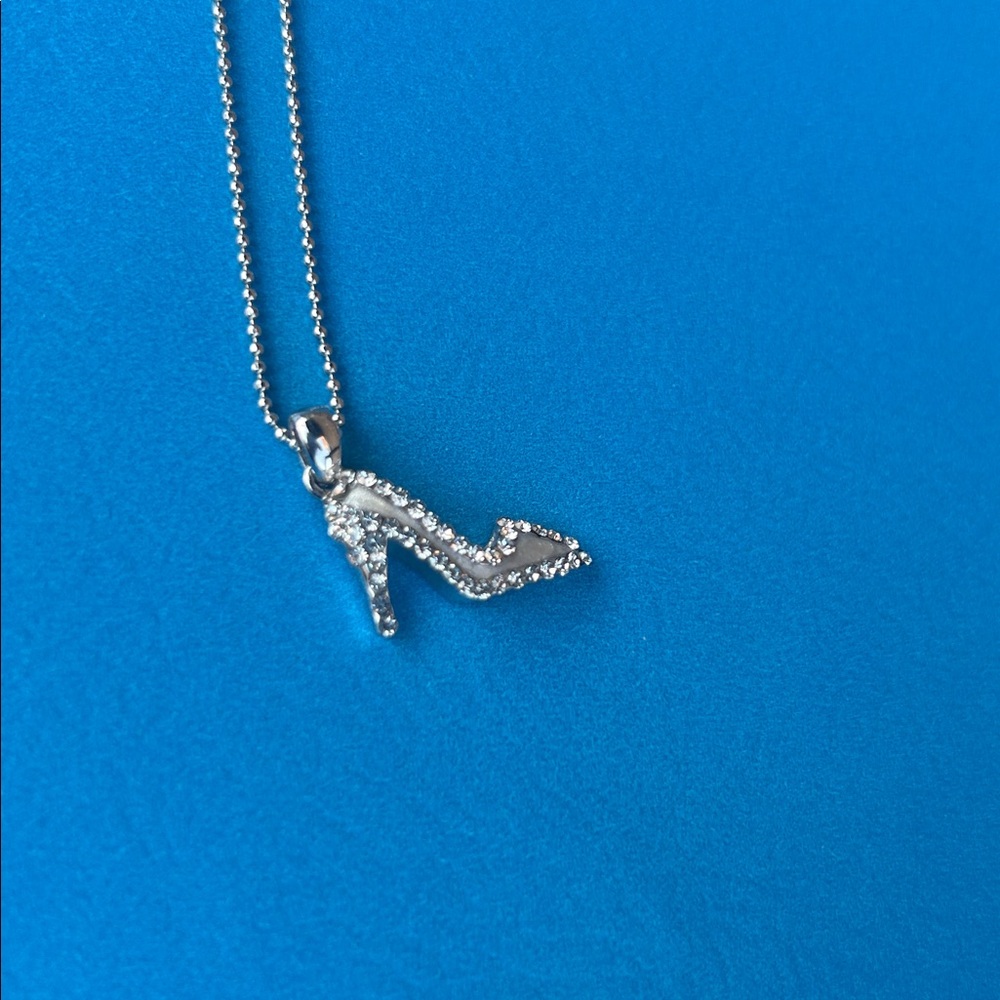 Silver Crystal High Heel Pendant Necklace - Women Jewelry
